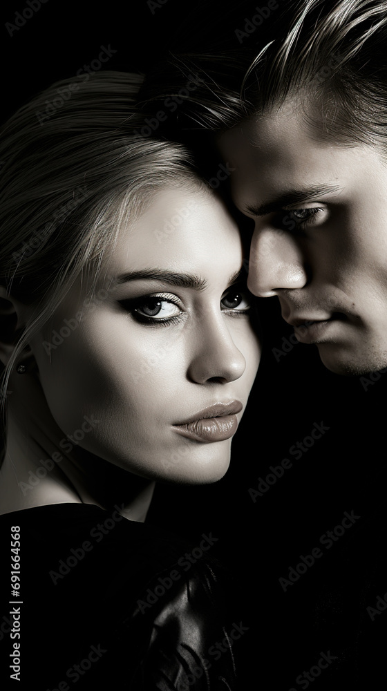 Man and woman. Tenderness and love. Black and white. Minimalism. Close-up. Man and woman. Tenderness and love. Black and white. Minimalism. Close-up.