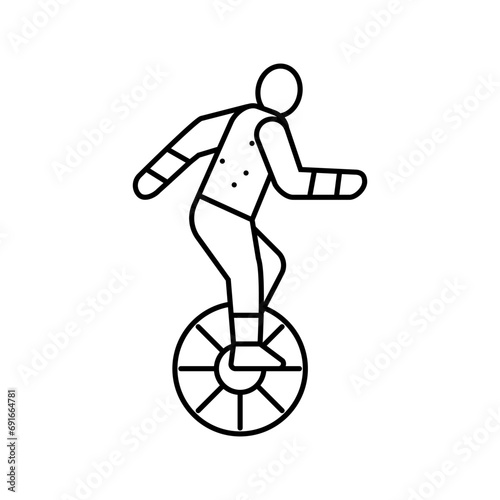 unicycle carnival vintage show line icon vector. unicycle carnival vintage show sign. isolated contour symbol black illustration