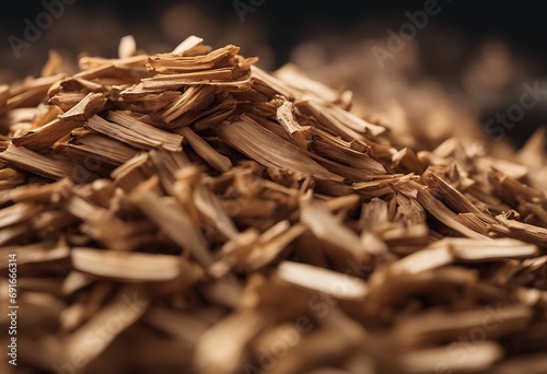 Closeup of two piles of cedar or palo santo incense wood chips isolated over a transparent background photo