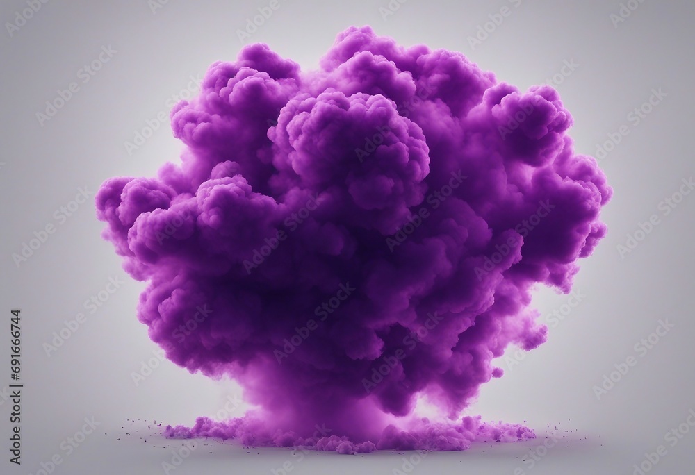 Purple explosion smoke isolated on transparent background