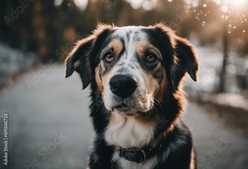 Portrait of a dog Happy polka dot dog on PMC transparent background photo