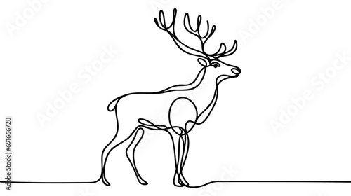 Deer line art icon. Deer continuous line drawing. Deer one line draw graphic vector. Vector illustration.