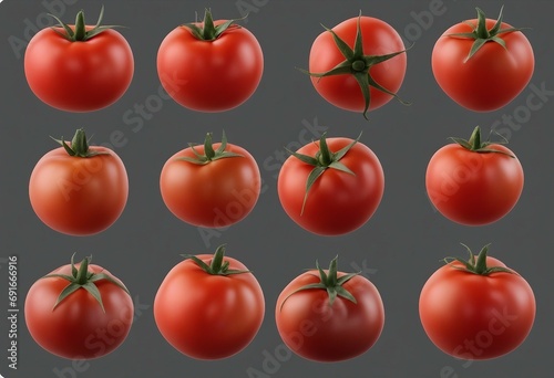 Set of four tomato varieties isolated over a transparent background natural organic vegetable