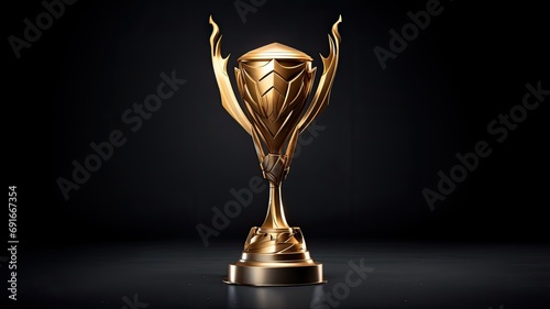 victory with a trophy, the trophy's intricate details with high saturation against a smooth, white background, presenting the composition in a minimalist style that exudes simplicity and elegance.