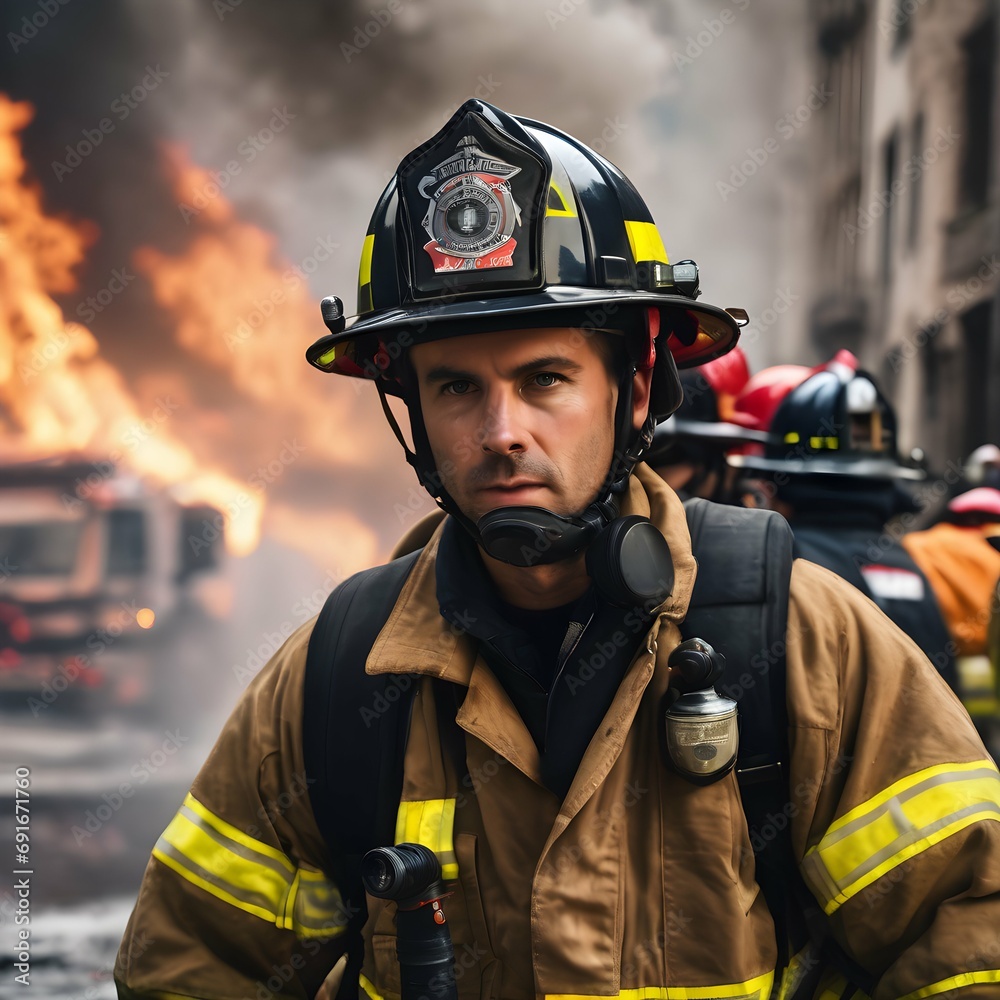 Firefighter in action