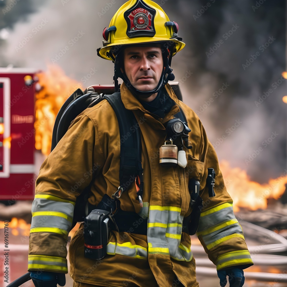 Firefighter in action Firefighter in action