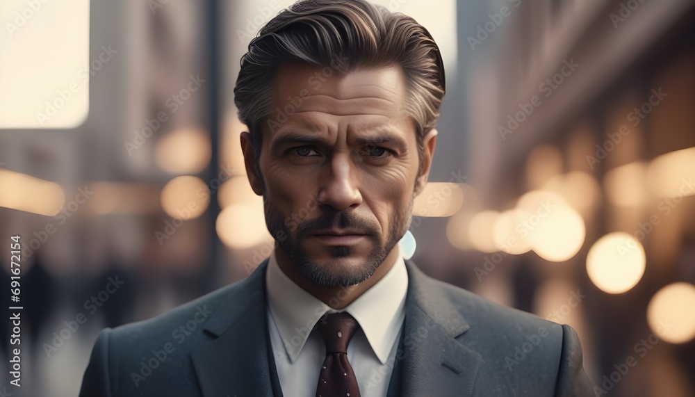 Portrait of a businessman, serious and worried about the progress of the country's economy. Portrait of a businessman, serious and worried about the progress of the country's economy.