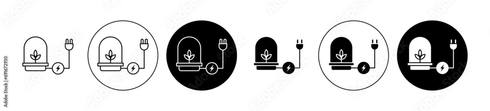 Biomass energy vector icon set. Clean geothermal electricity symbol. Bio mass power sign suitable for apps and websites UI designs. - obrazy, fototapety, plakaty 