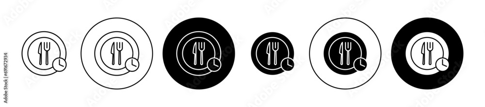 Intermittent fasting vector icon set. Keto fasting diet symbol. Time-restricted eating sign suitable for apps and websites UI designs. - obrazy, fototapety, plakaty 