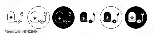 Biomass energy vector icon set. Clean geothermal electricity symbol. Bio mass power sign suitable for apps and websites UI designs.
