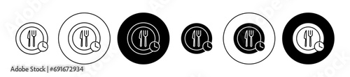 Intermittent fasting vector icon set. Keto fasting diet symbol. Time-restricted eating sign suitable for apps and websites UI designs. photo