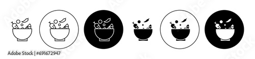 Ingredients mix vector icon set in black filled and outlined style.