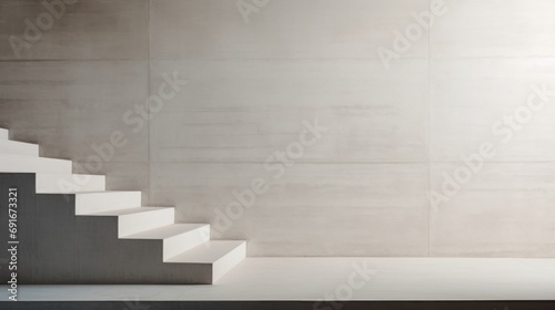  a black and white photo of a person walking up a set of stairs in front of a white wall with a light coming through the top of the stairs.