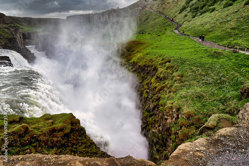 Gullfoss waterfalls. Gullfoss is a waterfall located in the canyon of the Hvítá river in southwest Iceland.