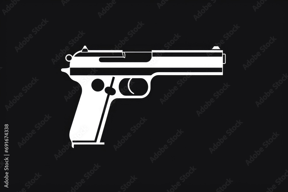 A white gun on a black background. Suitable for crime, detective, or mystery themes A white gun on a black background. Suitable for crime, detective, or mystery themes