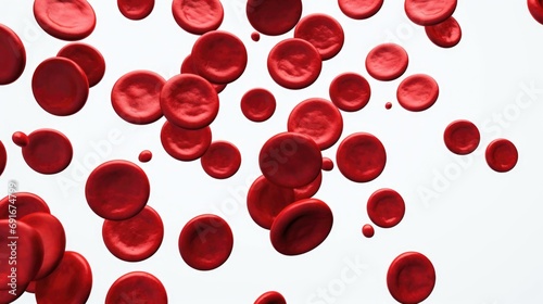Red blood cells floating in the air. Can be used to depict concepts such as health, biology, medicine, and scientific research