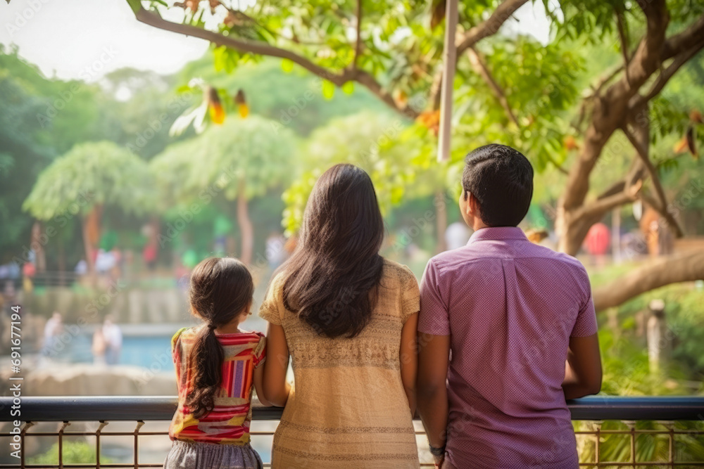 Family watching animals in the other side of the cage in the zoo. Animal captivity. Weekend getaway, grip, vacation. Family watching animals in the other side of the cage in the zoo. Animal captivity. Weekend getaway, grip, vacation.