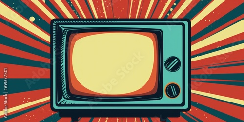 Vintage television set with a vibrant red background. Perfect for retro-themed designs and nostalgic concepts