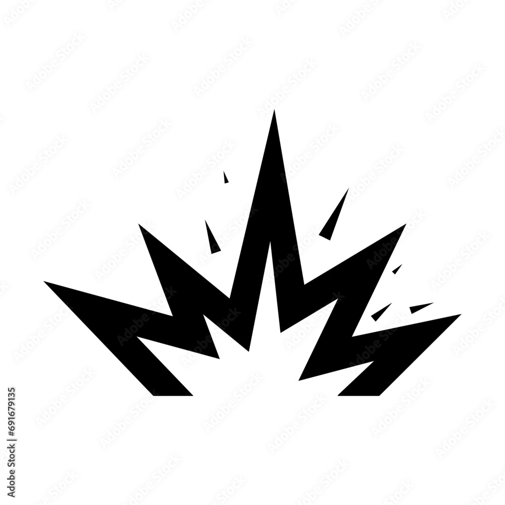 Explosion vector icon. Isolated on on white background Explosion vector icon. Isolated on on white background