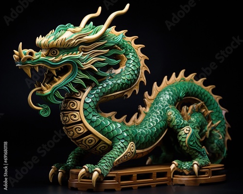 Chinese New Year 2024 - year of green wooden dragon according to the lunar calendar, Chinese zodiac symbol