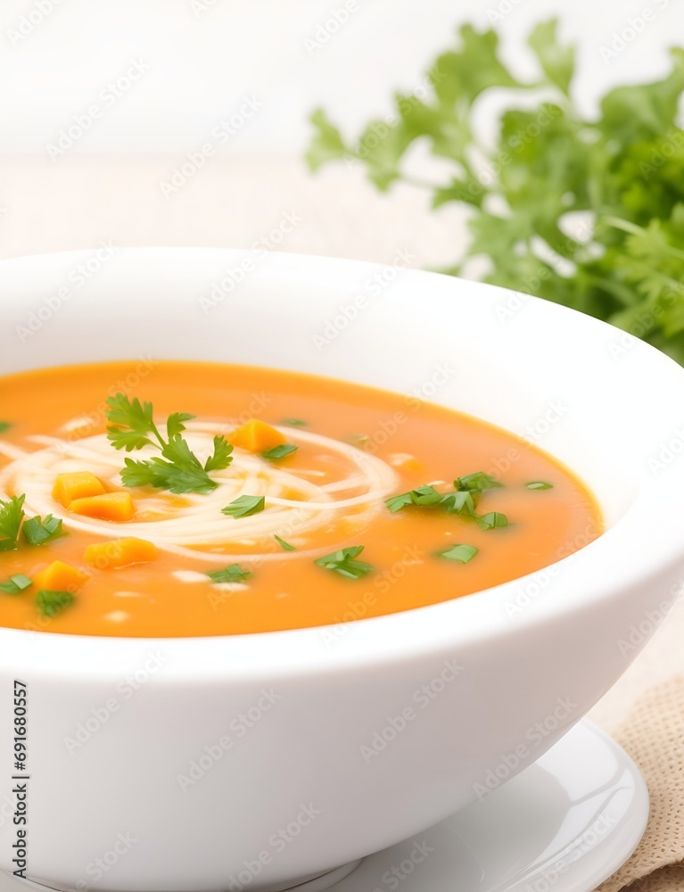 Served soup. AI generated illustration Served soup. AI generated illustration