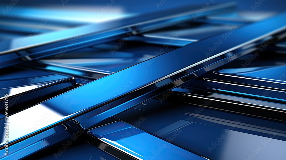 Obraz premium Abstract modern business background concept. Futuristic 3d render background with triangle shapes and cubes in blue color.