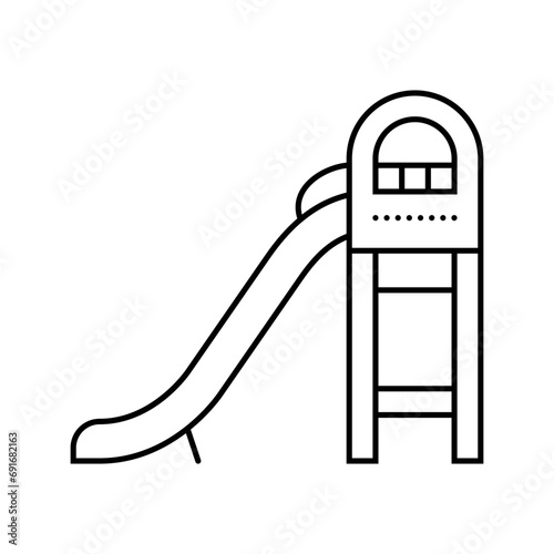 open slide park outdoor kid play line icon vector. open slide park outdoor kid play sign. isolated contour symbol black illustration