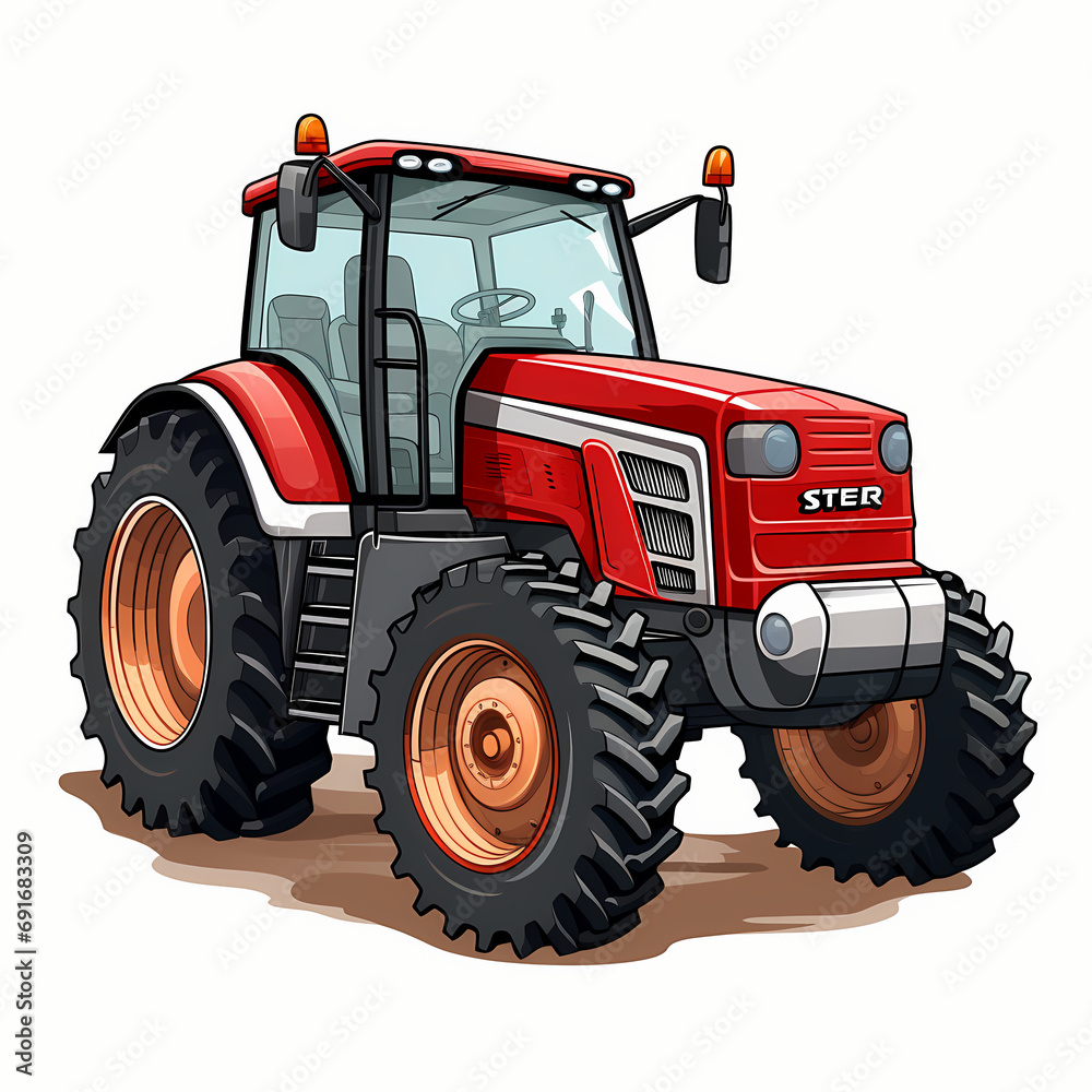 Obraz premium red tractor isolated on white