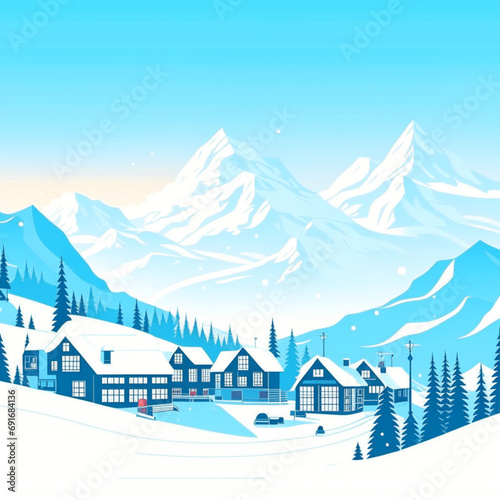 Snow-Covered Mountain City Retreat