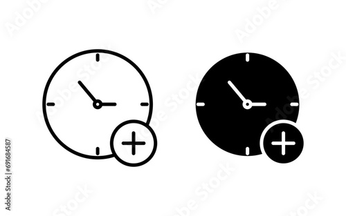 Plus hours icon set. vector illustration