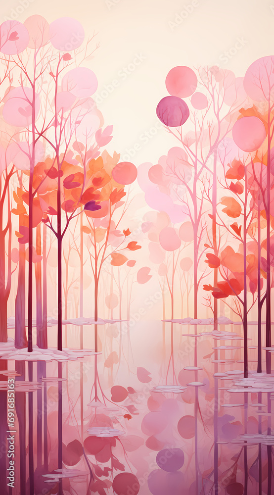 Obraz premium landscape with trees and mountains