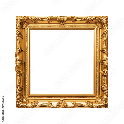 Vintage Baroque Square Gold Frame isolated on transparent background PNG © Minimal Mocks