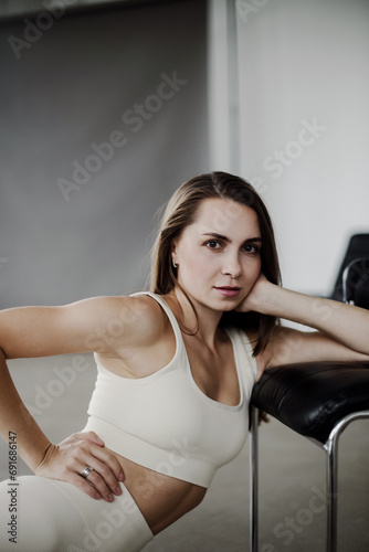 model in a sport wear posing in studio