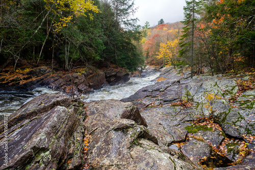 waterfall in autumn forest