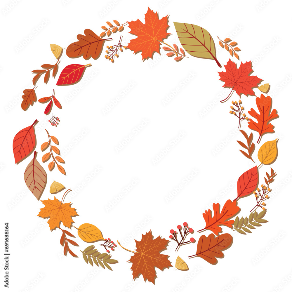 Isolated empty rounded label made by autumn leaves Vector Isolated empty rounded label made by autumn leaves Vector