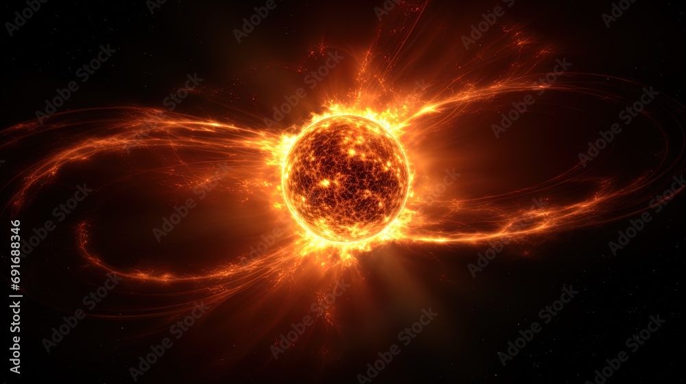 Visualization of gas flows that create a magnificent aura around the solar disk