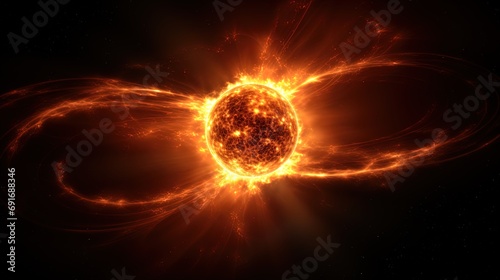 Visualization of gas flows that create a magnificent aura around the solar disk photo