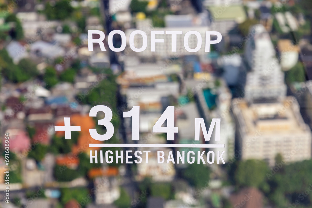 Obraz premium Panoramic King Power Mahanakhon the highest cityscape observation deck in Bangkok Thailand.