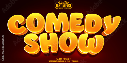 Comedy show editable text effect, customizable cartoon and comic 3D font style