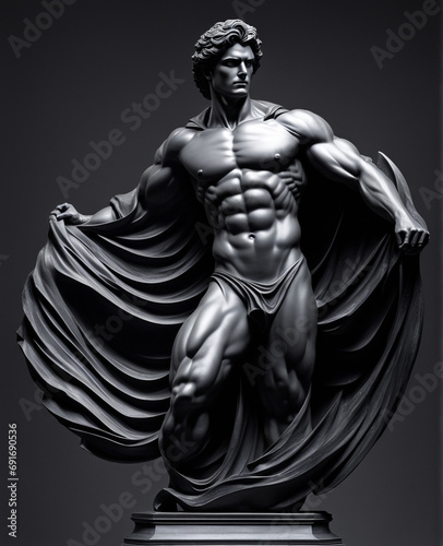 Chiseled Marvel: A Wonderful Statue Capturing the Muscular Abs and Long Hair of a Man