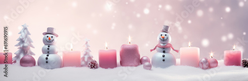 christmas scene background snowman and candles 