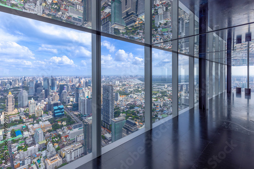 Fotografie Panoramic King Power Mahanakhon the highest cityscape observation deck in Bangkok Thailand