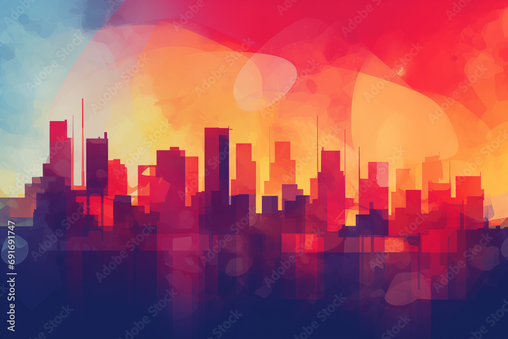 Fototapeta premium Abstract City Skyline at Sunset