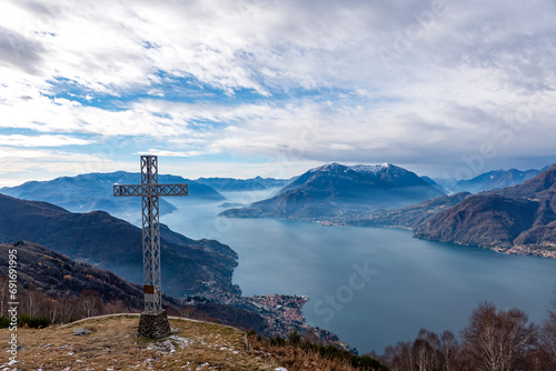 Landscape of Lake Como from Camaggiore Alp in Valsassina