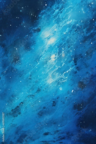 Abstract splatters resembling a cosmic landscape in blue background © GalleryGlider