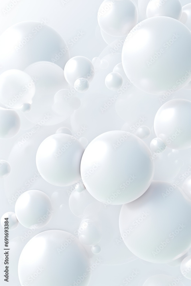 Fototapeta premium Whimsical minimalistic white bubbles or spheres background 