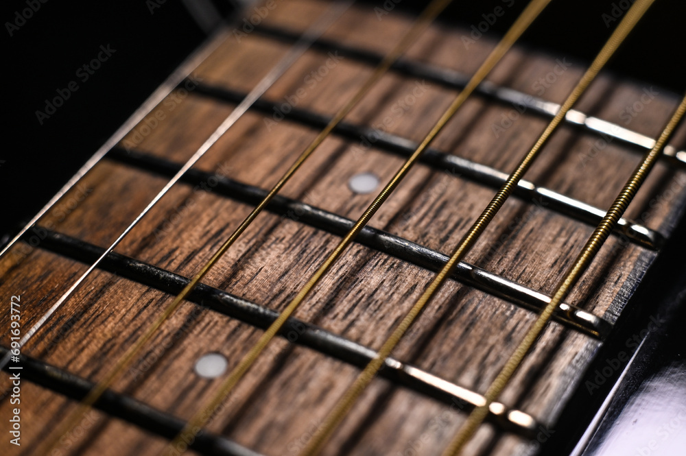 six string acoustic guitar made of wood