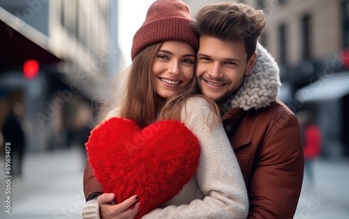 A happy beautiful couple hu...
