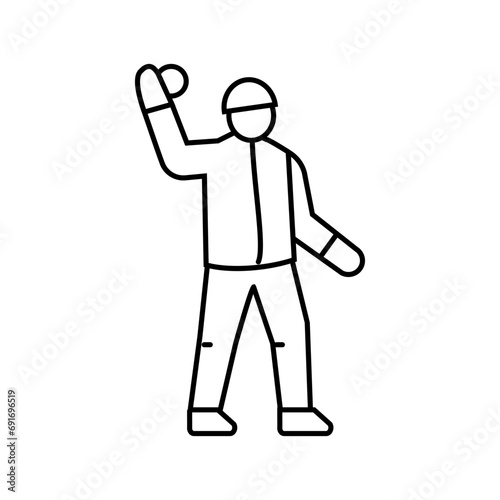 snowball fight winter season line icon vector. snowball fight winter season sign. isolated contour symbol black illustration