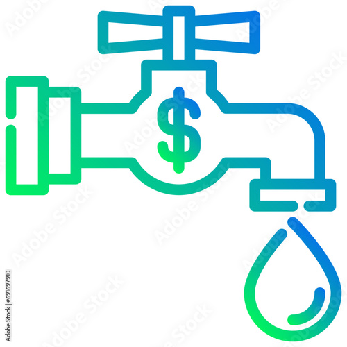 liquidity dollar. vector single icon with a dashed line gradient style. suitable for any purpose. for example: website design, mobile app design, logo, etc.